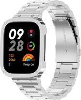 Stalen Smartwatch bandje - Geschikt voor Redmi Watch 3 stalen band - zilver - Strap-it Horlogeband / Polsband / Armband
