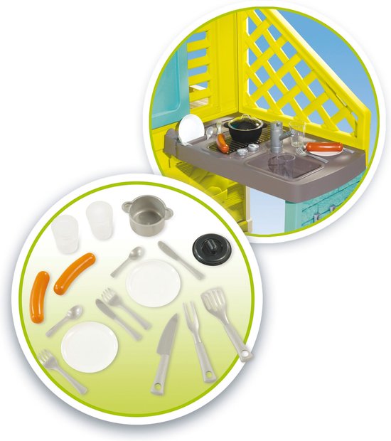 Smoby - Pretty House + zomerkeuken - 145 x 110 x 127 cm - Speelhuis - Vanaf 3 jaar.