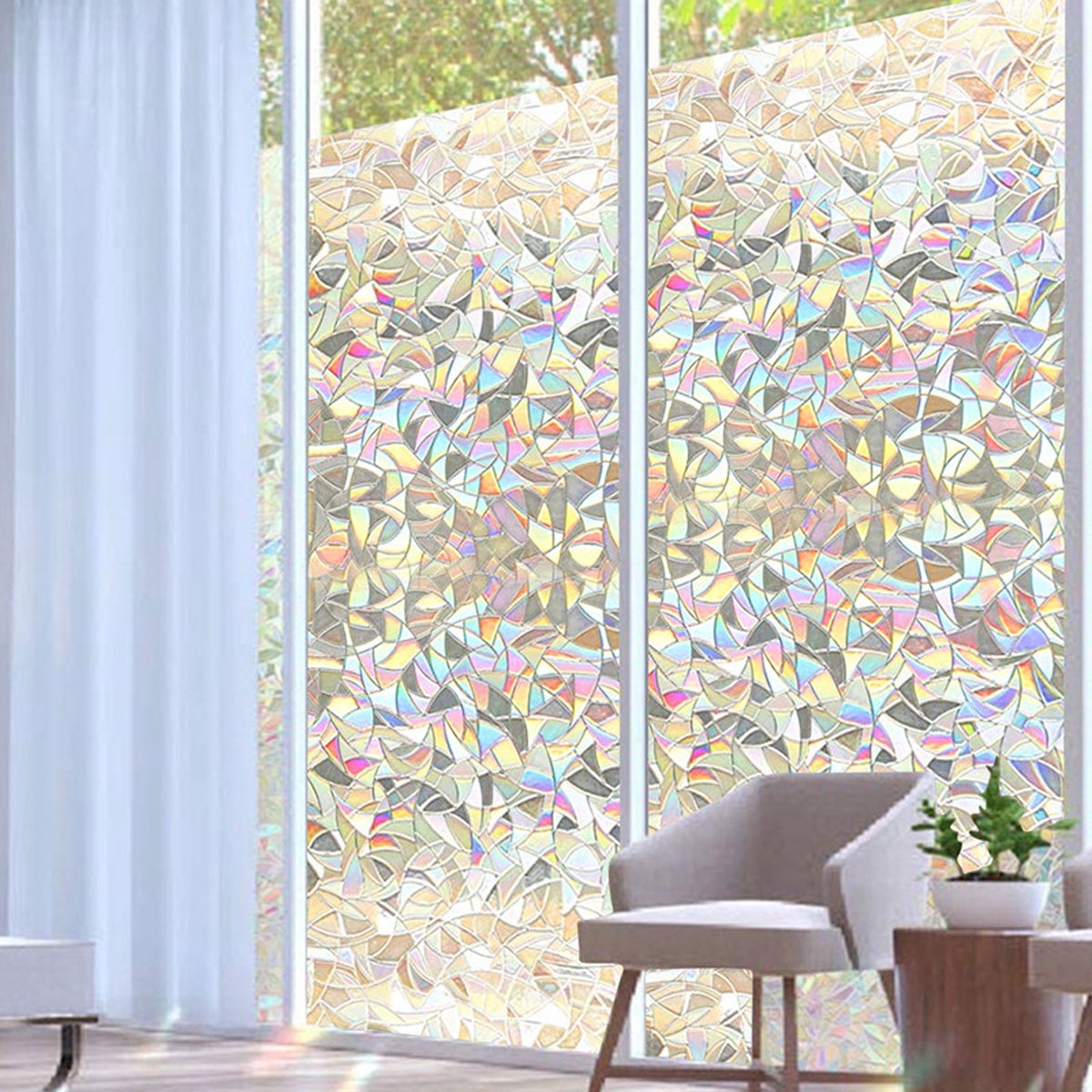 NINETREX Raamfolie voor Privacy, Regenboog Raamfolie, Gekleurde