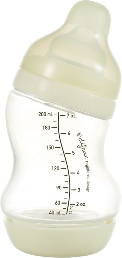Babyflesje - Difrax Babyfles 200 ml Wide - S-fles - Anti-Colic - Crème - 1 stuk