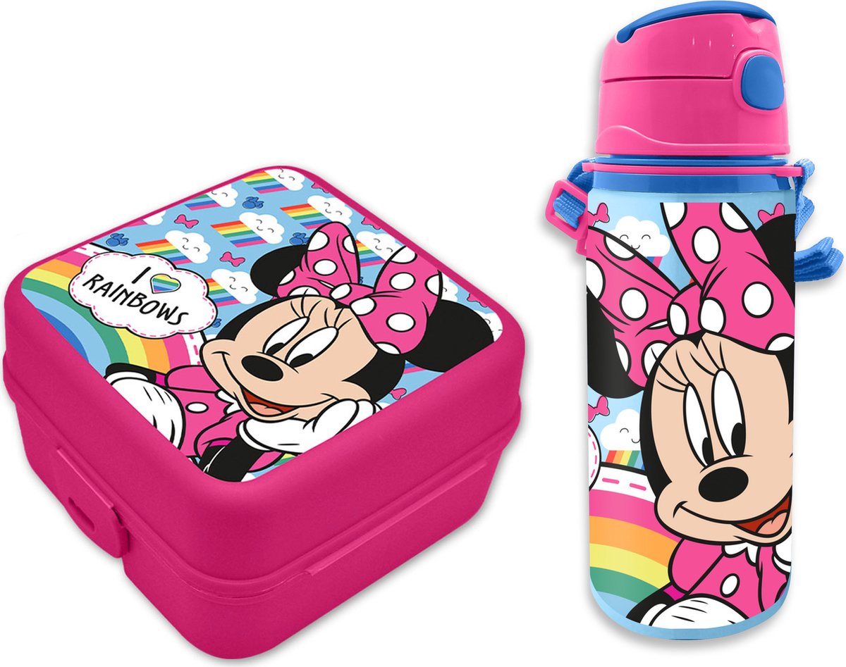 Boîte à Goûter Minnie Mouse – Lunch Box Enfant 16x13x5 Cm | Rose, étanche | Pour école, Pique-nique
