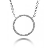 Twice As Nice halsketting in zilver, cirkel van 16 mm met zirkonia Wit 40 cm+5 cm