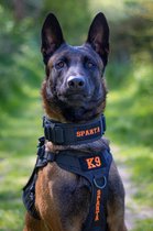 Halsband Gepersonaliseerd eigen naam - Dex - Honden halsband Geborduurd - Tactical - Zwart - Hals 45-75 CM - geschikt voor iedere hondenriem - voor middel en grote honden - Best getest 2022 - 450KG Anti trek test - One Size