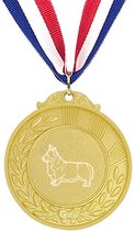 Akyol - corgi medaille goudkleuring - Honden - hondenliefhebber - dieren - huisdier cadeau - honden - dogs keychain - hondenaccessoires - hondenspeelgoed