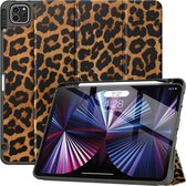 Geschikt Voor iPad Hoes Air 5/4/Pro 11 - Air 2022/2020/Pro 11 Hoes - 10.9 Inch /11 Inch - Cover - Solidenz Air 5/4/Pro 11 Trifold Bookcase - Case Met Autowake - Hoesje Met Pencil Houder - Leopard - Panter - Luipaard