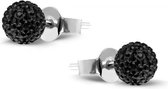 Twice As Nice Oorbellen in zilver, zwarte kristallen bol van 6 mm Zwart