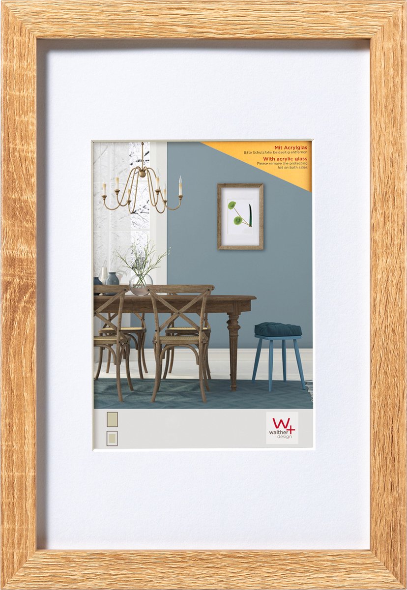 Walther Fiorito - MDF Houten lijst - Fotoformaat 40x50 cm - Kunstglas - Licht Eiken Lichte eik