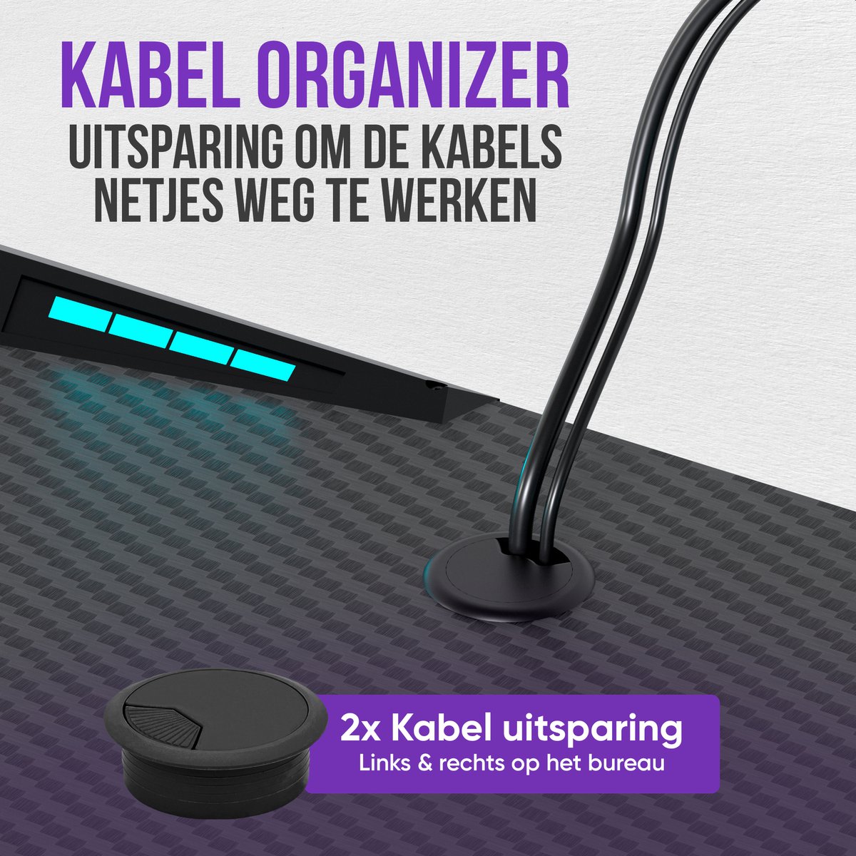 Avalo Gaming Bureau - Game Desk Met LED Verlichting - Gaming Desk - Tafel - Zwart