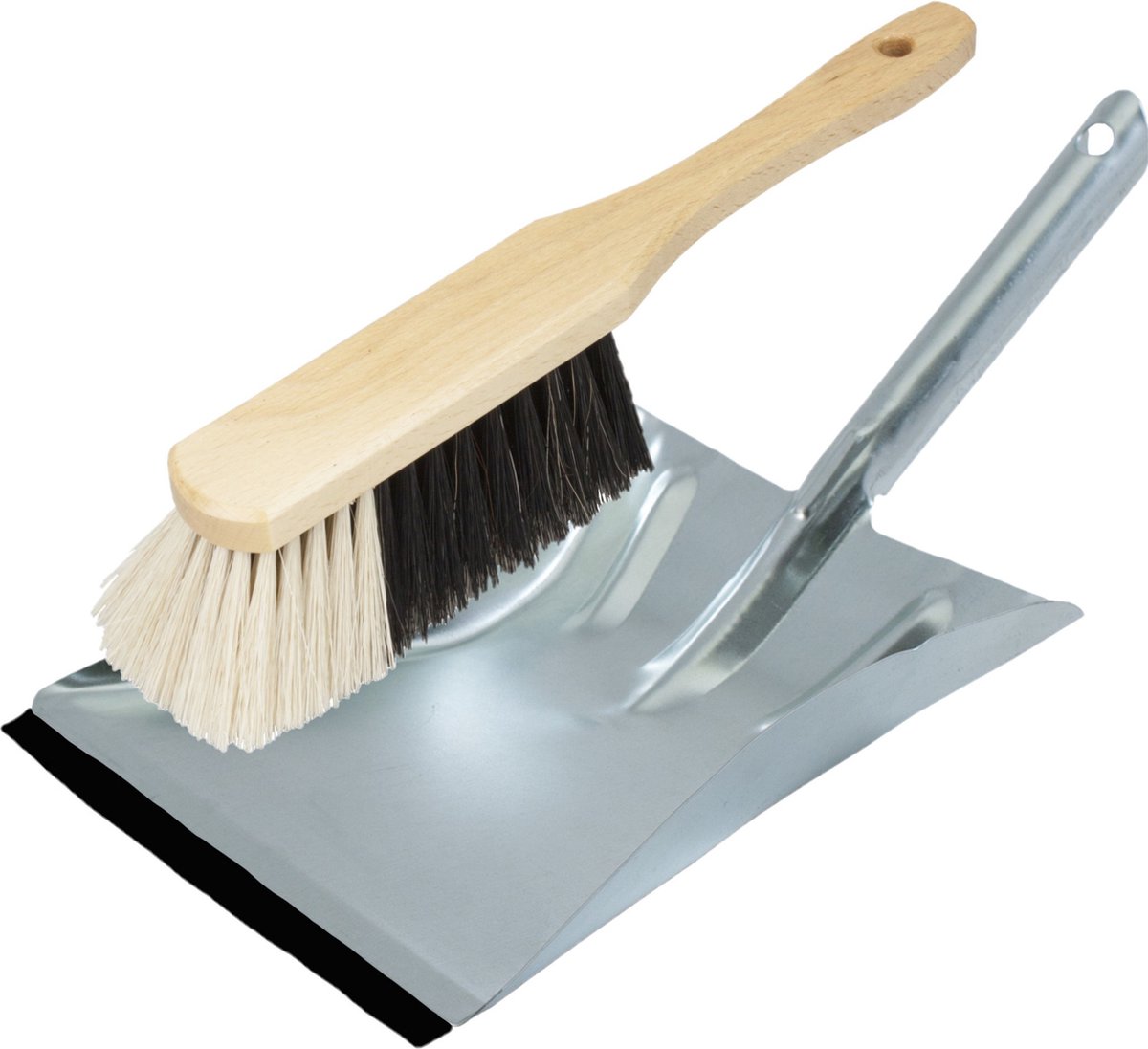 Goedkoopste Stoffer en blik zilver van verzinkt metaal inclusief lip voor binnen