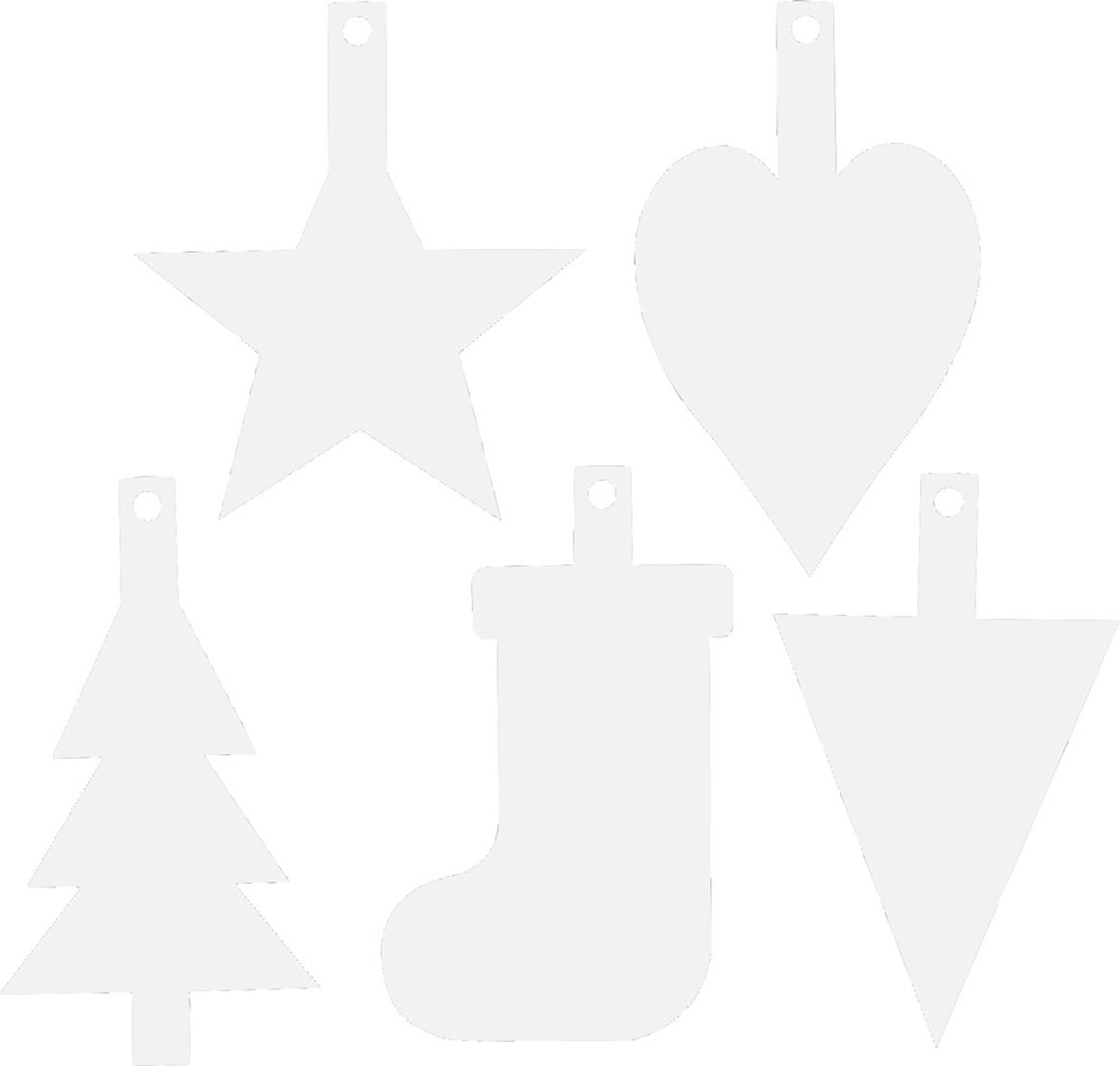 Kerst ornamenten, H: 23,5-26,5 cm, B: 15,5-20,5 cm, wit, 100 stuk/ 1 doos