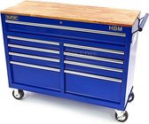Établi mobile de chariot à outils HBM 117cm avec dessus en bois bleu