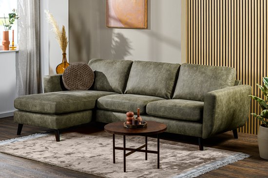 Hoyz Collection - Sofa Drava - Canapé d'angle 3 places à gauche et à droite - 258x155x83 - Vert