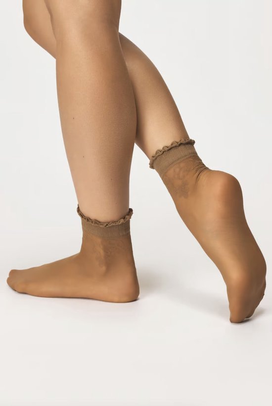 Gabriella Collants chaussettes Bea 20DEN avec motif, taille unique, blanc - Polyamide - Elasthanne - Collants chaussette - Femme - Bande élastique - Uni