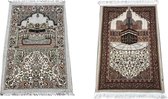 2 Gebedskleden - Geborduurd Patroon van de Kaaba - Ka'ba - Kibla - Qibla - Gebedskleed Islam - Ramadan Geschenk - 70 x 110 cm - Man en Vrouw - Sierlijk Patroon