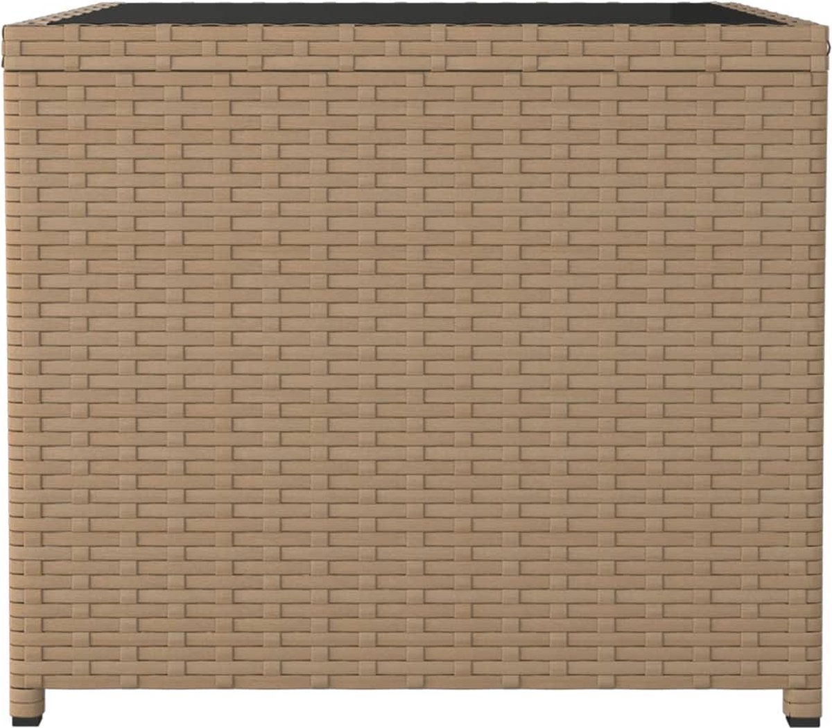 vidaXL - Salontafel - met - glazen - blad - poly - rattan - en - gehard - glas - beige
