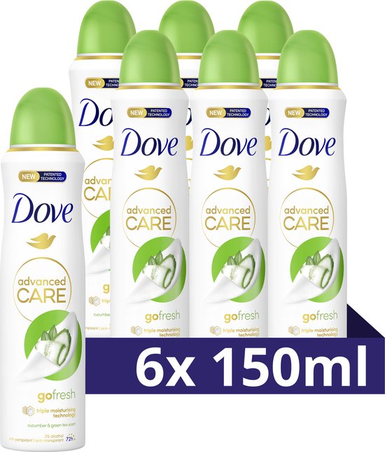 Dove Advanced Care Go Fresh Cucumber & Green Tea Anti-Transpirant Deodorant Spray - 6 x 150 ml - Voordeelverpakking