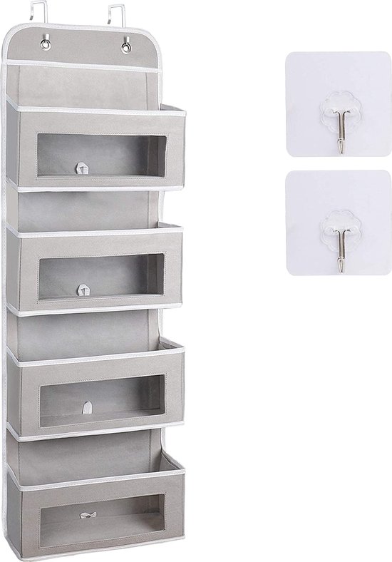smøla Vilten hangorganizer met haken voor de deur, hangopslag muur, vilten organizer camper en camping, organizer hangend, hangrek in grijs