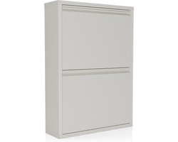 Metalen Schoenenkast Bodi - 2 Vakken - Wit - Voor ca. 4 Paar Schoenen