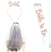 Joya Party® Bride To Be Set met Sjerp, Kroon, Bruidsluier | Rose Goud | Bruiloft | Vrijgezellenfeest | Bachelorette