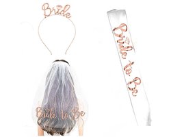 Joya Party® Bride To Be Set met Sjerp, Kroon, Bruidsluier | Rose Goud | Bruiloft | Vrijgezellenfeest | Bachelorette