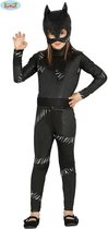 Halloween - Zwarte kat/ poes Halloween catsuit kostuum voor meisjes - Carnaval verkleedkleding 140/152