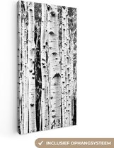 Canvas Schilderij Bomen - Hout - Zwart wit - Natuur - 20x40 cm - Wanddecoratie