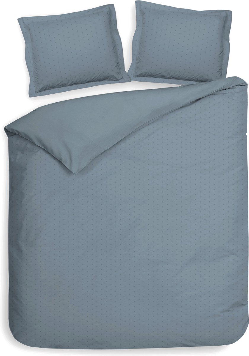 Heckettlane Colonial-Blue Dekbedovertrek Punto 240x200-220 cm + 2 slopen 60x70 cm, gemaakt van 100% Katoen-Satijn Blauw