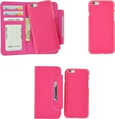 Pearlycase 2in1 back en book case pu-leder hoesje Roze met magnetisch uitneembaar behuizing en sluiting voor Apple iPhone 6 / iPhone 6S