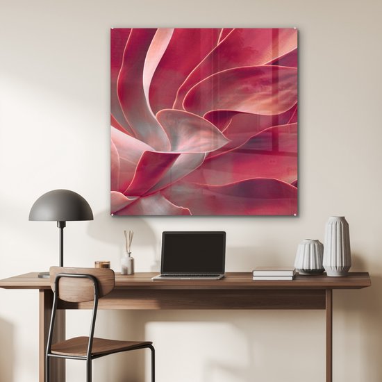 MuchoWow® Peinture sur verre 90x90 cm - Peinture sur verre acrylique - Nature morte - Feuilles - Plante - Rose - Photo sur verre - Peintures