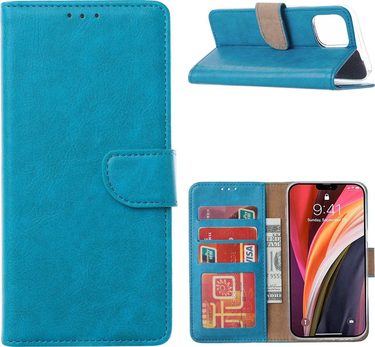 Cityhoesje - iPhone 14 Pro Max - Bookcase incl. Pasjeshouder - Blauw