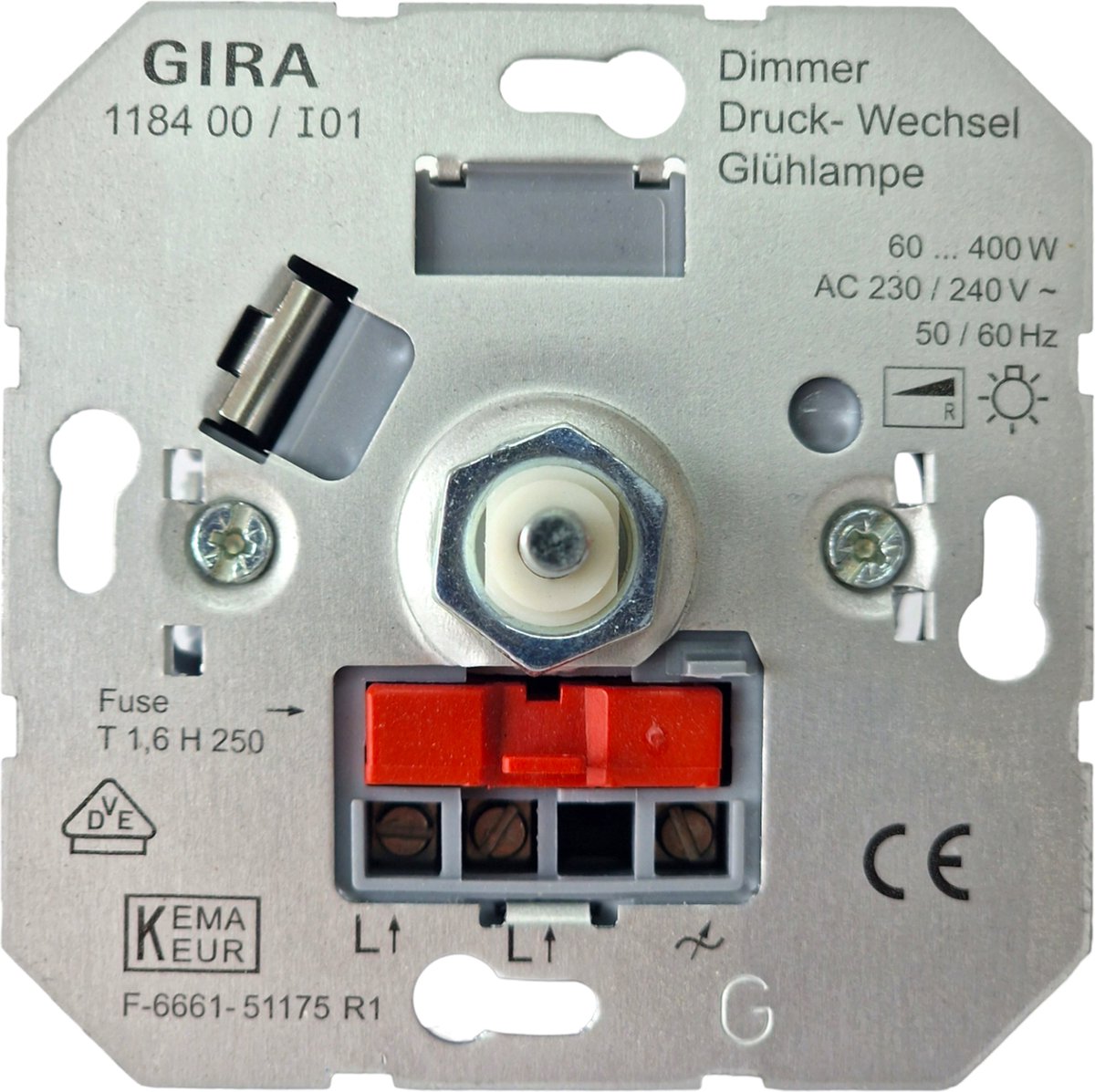 Gira 118400 basisunit dimmer | drukwissel| 230V | 60 - 400 watt | bol.com