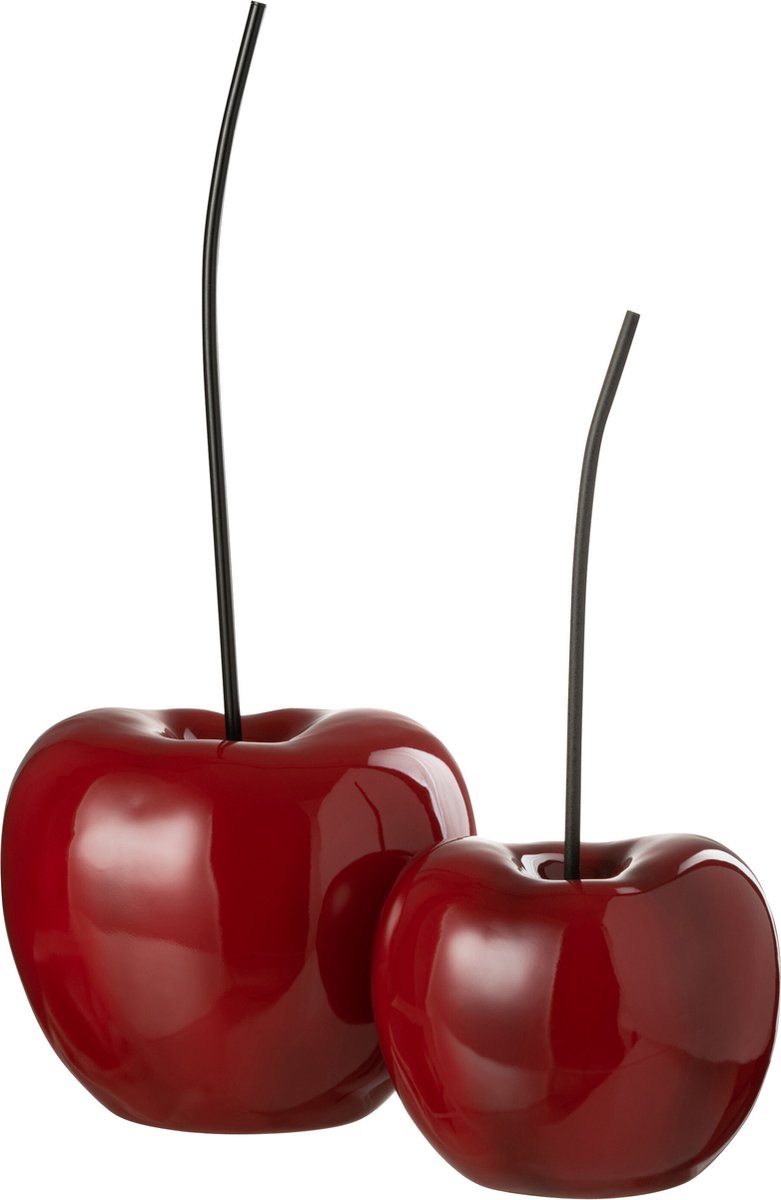 J-Line decoratie Kers - polyresin - blinkend rood - large