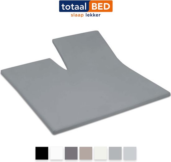 Hoeslaken - split - 160x210cm - ijs grijs - 100% katoensatijn