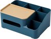 foto van iBright Make-up organizer met tissue houder - Beauty Opbergdoos - Bureau Organizer - Tissue doos - Donkerblauw