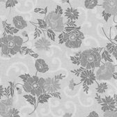 Raved Tafelzeil Bloemen  140 cm x  50 cm - Grijs - PVC - Afwasbaar