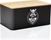 Klarstein Stigby 2-en-1 - boîte à pain avec planche à découper - 8,5 litres - boîte en métal & bambou - look rétro - 33 x 16 x 21 cm