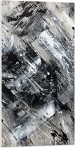 Acrylglas - Abstracte Verfmix van Zwart en Wit Tinten - 50x100 cm Foto op Acrylglas (Met Ophangsysteem)