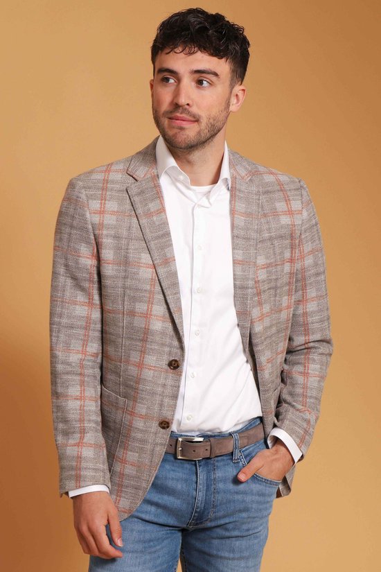 Convient - Maillot Respect Colbert Fame Check Flex Marron - Taille 50 - Coupe slim