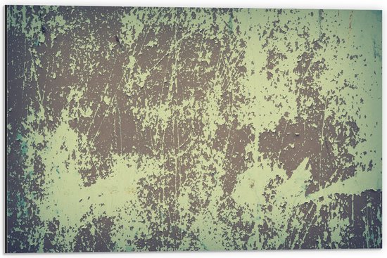 Dibond - Bruin met Groene Textuur op Muur - 60x40 cm Foto op Aluminium (Met Ophangsysteem)