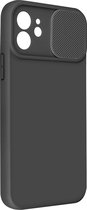 Case geschikt voor iPhone 12/12 Pro Silicone Sliding Camera Cover zwart