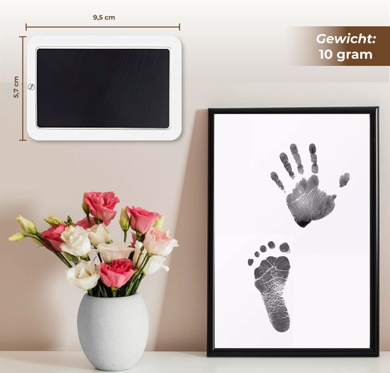 4 stuks - JGR - Baby handafdruk - Baby voetafdruk - Set - Baby Art - Kraamcadeau -Babyshower Cadeau - Inktafdruk - Pootafdruk Hond & Kat Inclusief beschrijving Nederlands/Engels van JGR — afbeelding 5