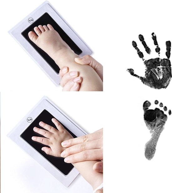 4 stuks - JGR - Baby handafdruk - Baby voetafdruk - Set - Baby Art - Kraamcadeau -Babyshower Cadeau - Inktafdruk - Pootafdruk Hond & Kat Inclusief beschrijving Nederlands/Engels van JGR — afbeelding 3