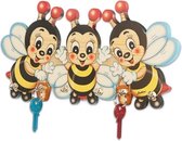 Houten sleutelrekje 3 bijen | Bartolucci