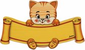 Naambord poes groot hoofd 17,5 x 10 cm | Bartolucci | Hout