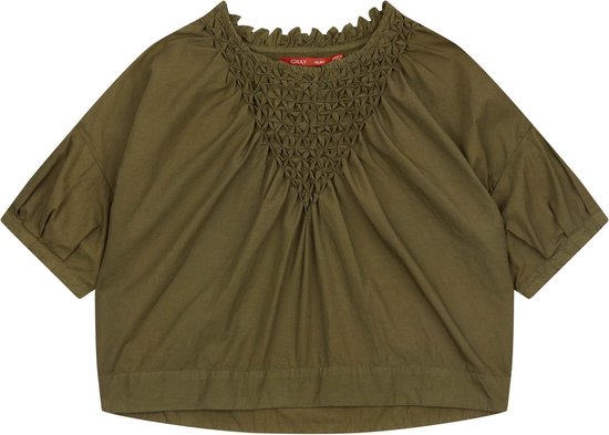Boezeroen short sleeve blouse 79 khaki smock Green: 92/2yr