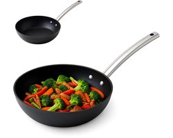 Lomera Wokpan Inductie - Wok Pan - Wokken - Gesmeed Aluminium - Titanium Coating - Professionele Horeca Handgreep - Roestvrijstaal - Turbo-Inductie - Geschikt Voor Alle Warmtebronnen