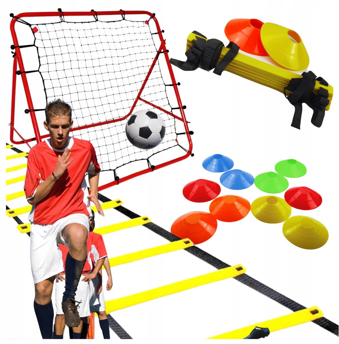 1184x1200.jpg Voetbaltrainingsset: coördinatieladder, kegels en rebounder - Afbeelding 1