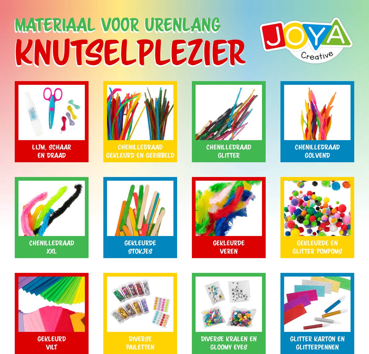 Knutselen voor Kinderen 1000pcs Knutselkoffer - Knutselen meisjes en jongens - Geschikt voor kinderen vanaf 4 jaar - In handige opbergkoffer - Joya Creative — afbeelding 10