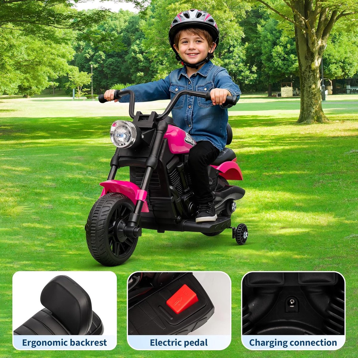 Elektrische kindermotor - Kindermotor - Accuvoertuigen - 18-36 Maanden - Stevig kindermotor - Roze