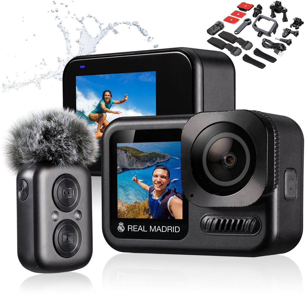 Real Madrid Action Cam - 4K - Voor Foto en Video - Waterdicht - Zwart
